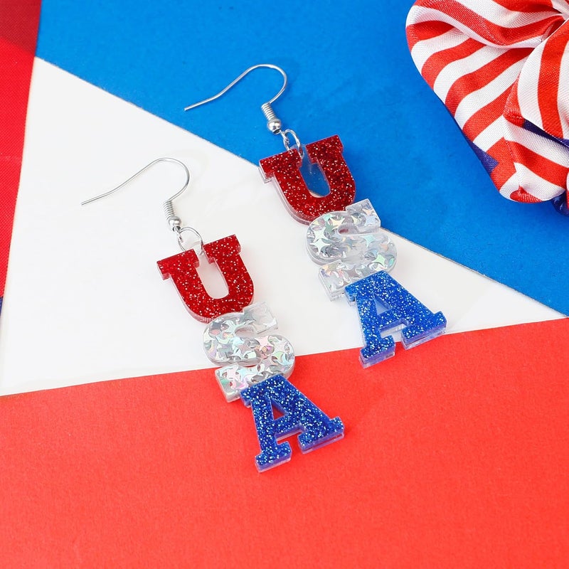 DAYANEY 4th of July Earrings Patriotic Earrings, Red White and Blue Earings for Women and Girls American USA Flag Jewelry as Fourth of July Accessories for Independence Day Outfit Gifts - Image 5